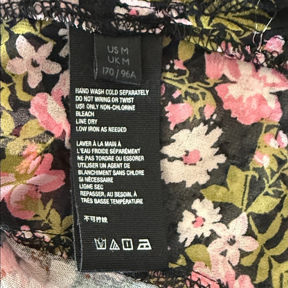 Free People Long Sleeve Button Down Black Floral Top Sz M - Picture 6 of 10